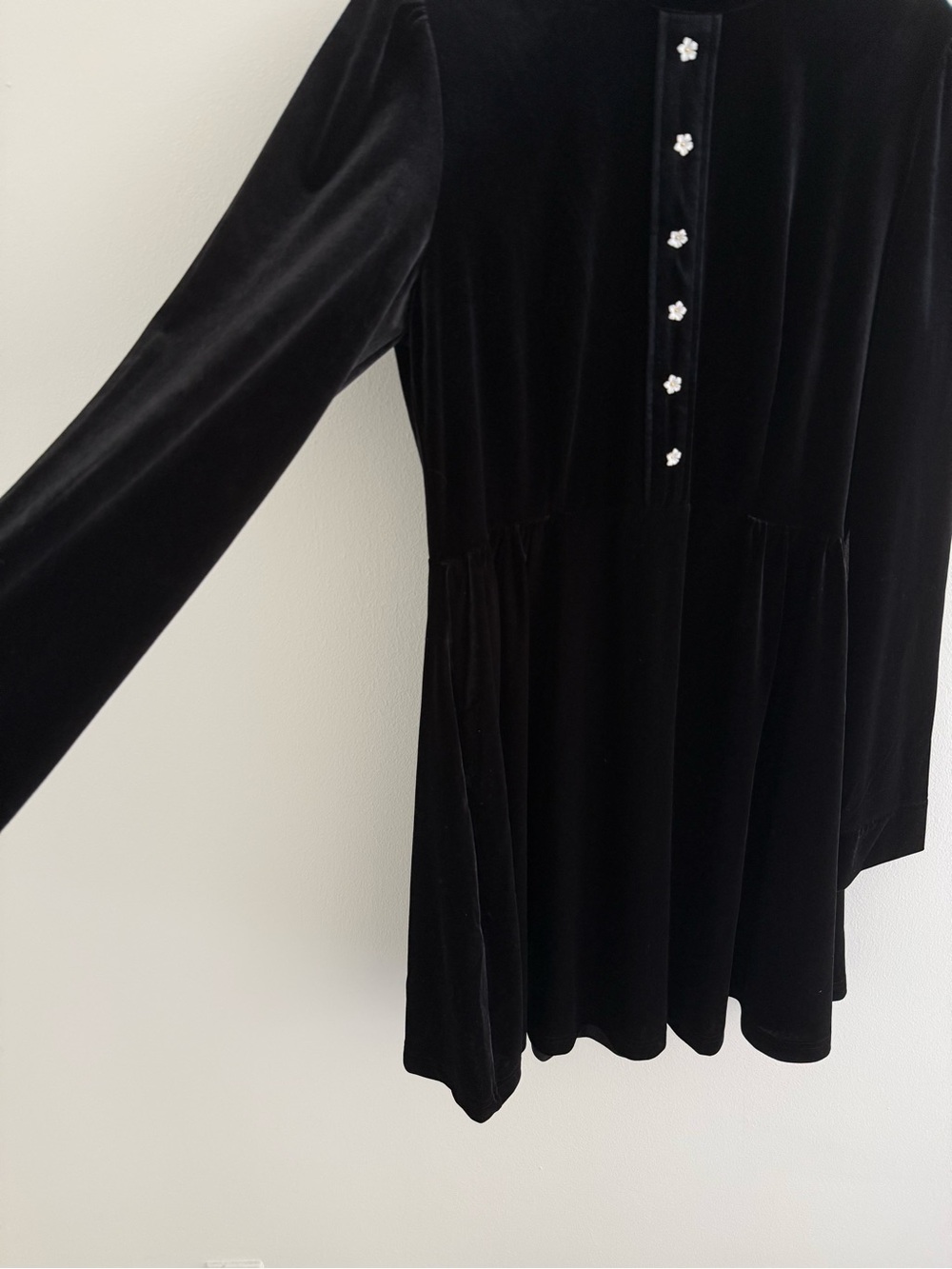 Lively Ghosts Tenebrous Black Velvet Mini Dress Large - Picture 4 of 7